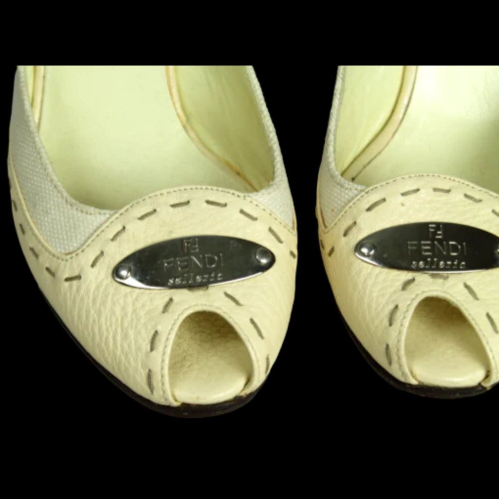 FENDI Leather Colorblock Pattern Slingback Sandals - Picture 7 of 7